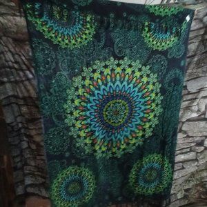 Peacock design Tapestry, tye dye swirl, wall hanging, handmade 3ft x 5ft